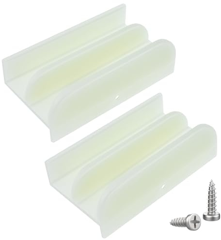 HONSNKS Lot de 2 guides de bas de porte de douche coulissante M6219, guide de porte de douche en plastique avec canal de 1,27 cm, guide de rail de porte de douche en verre pour porte de douche