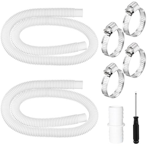 Tuyau Piscine 32mm,2 Pièces 150 CM Tuyau de Piscine avec 4 Pinces Métalliques,pour Pompe à Filtre Eau Arrosage Bassin