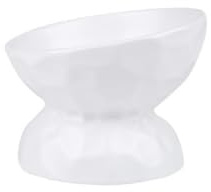 Mangeoire en céramique surélevée et inclinée pour chats et petits chiens - Bol anti-mifuge ergonomique pour nourriture ou eau, design moderne (blanc, 200 ml)