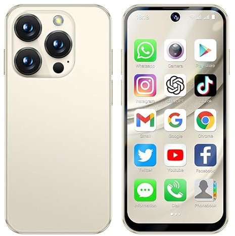 JoyZap 4G Mini Smartphone: telefono sbloccato 4+64GB, display full HD 3,88 pollici, batteria 1950mAh, progettato per bambini/studenti, compatto con riconoscimento facciale (beige)