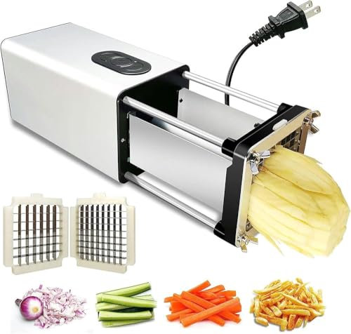 Electric French Fry Cutter Stainless Steel Professional Commercial and Household Potato Slicer for Potatoes Carrots Apples