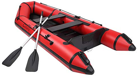 Inflatable Boat for Adults, 2 Person Fishing Kayak Camping Survival 10ft PVC Raft with Paddles, Pump, Repair Kit, 726lbs Capacity