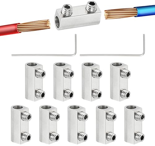 PATIKIL Morsetto Per Cavo In Acciaio, 10 Pezzi M2.5 Fermacavi Con Foro Da 2.7mm, Fermo A Vite E Chiave Argento