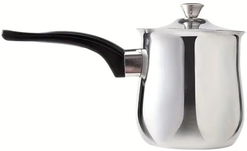 Uzztfa Turkish Coffee Pot with Lid, Stainless Steel Milk Coffee Warmer Coffee Pot, Chocolate and Butter Melting Pot with Heat Resistant Handle