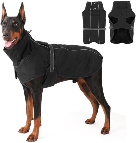 Manteaux pour chiens imperméables, Manteau pour chien d'hiver Veste réfléchissante avec doublure en polaire douce, Manteaux chauds Vestes pour chiens de taille moyenne et grande pour intérieur