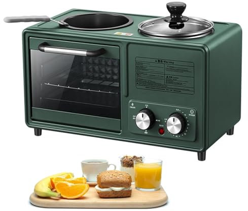 BOOZXCV Electric Multifunctional Breakfast Machine with 1.2L Cooking Pot, 8L Large Capacity Baking Area, Non-Stick Frying Pan Dual Temperature Control