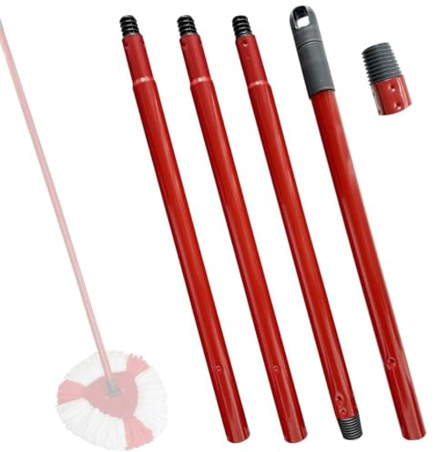 Moppstiel Ersatz Kompatibel Mit Vileda Turbo Spin Mop Mopp Stange Replacement, 4-Sektionen Verstellbarer Wischmopp Ersatzgriff Moppzubehör Teleskopstiel für Bodenreinigung, Deutschem Gewinde