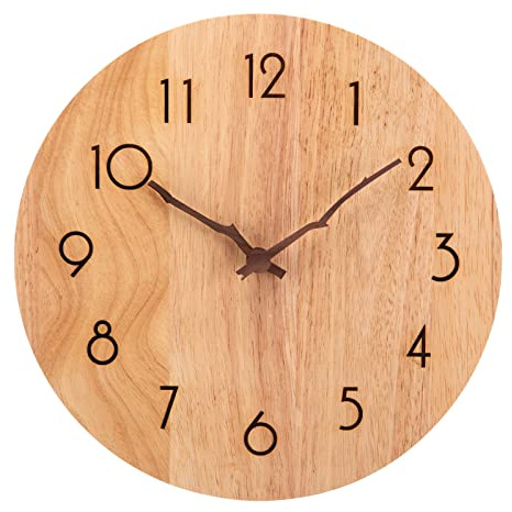 ACCSHINE Lautlos Wanduhr Holz 40cm Groß Wanduren | Eiche Holz Wanduhr Ohne Tickgeräusche Quarz Batteriebetrieb Einfach zu Lesen für Wohnzimmer Küche Schlafzimmer BüRo Schule