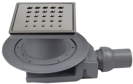 MD Technic Confluo 15x15 cm DN 50 Einbauhöhe 56mm Drop Muster | niedrige Einbauhöhe, Bodenablauf, Punktablauf, Edelstahlrost, wählbare Abdeckungen u. Ablaufgarnitur