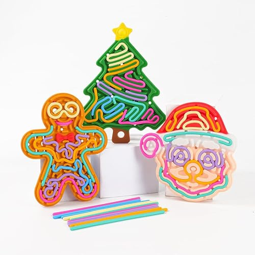 Weihnachten 2025 Sinnes-Fidget Boards, Stressabbau Labyrinth-Spielzeuge mit Weihnachtsmann, Lebkuchenmann, Weihnachtsbaum, ADHS-Spielzeug für Kinder, Teens, Geschenke, Partygeschenk 3+