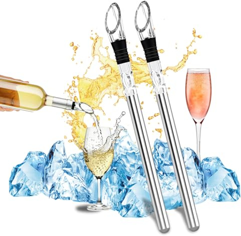 Raffreddatore Bottiglie di Vino con Rod di Raffreddamento, 2 Pezzi Bar di Raffreddamento per Bottiglie di Vino in Acciaio Inox Regalo per gli amanti del vino