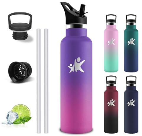 Gourde Isotherme, Gourde 750 ml, Bouteille Inox, Anti Fuite, Bouteille Isotherme, Double Isolation, Facile à Nettoyer, Bouteilles Isothermes, Bouteille d'eau pour Randonnée, Aptitude, Sport, Camping