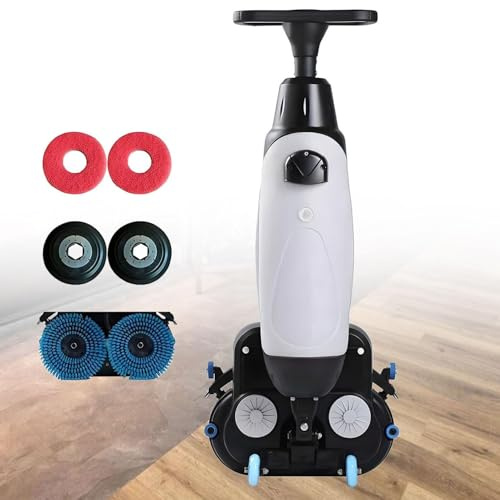 AiODiO Autolaveuse Commerciale Portable, autolaveuse autoportée, avec Double Brosse rotative à 360°, 240 TR/Min, Facile à Utiliser, Batterie de 90 à 120 Min, pour la Maison White