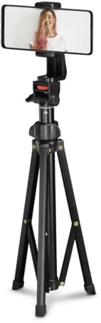 Hama | Trípode móvil 150 cm con Mando Bluetooth, Negro | Tripode Smartphone Extensible Aluminio con Soporte Giratorio Vertical Horizontal y función monopie Selfie