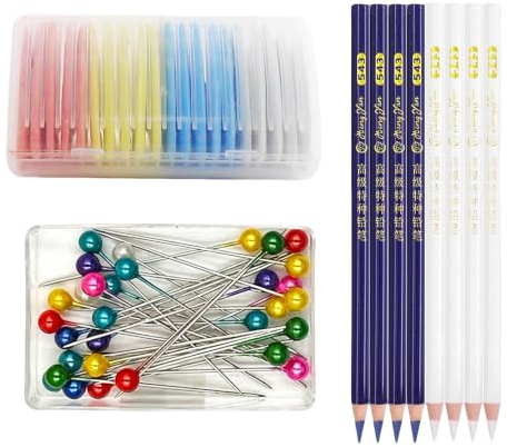 GgiAvbn 29 Stück Schneiderkreide Set, Dreieckige Stoffkreide Und Nähstifte, Professionelles Nähzubehör Zubehör Markierungsset Inklusive Stecknadeln Für Textilien, Lederkleidung Und DIY Handwerk