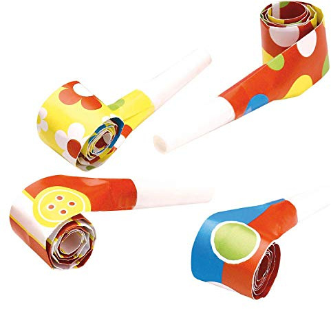 Amscan 6544 - Luftrüssel, 4 Stück, Plastik / Papier, 30 cm, Krachmacher, Tröte, Kindergeburtstag