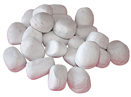 PUR LINE | Piedras Decorativas Blancas de Fibra Cerámica para Chimenea de Etanol – Pack de 24 Unidades ignífugas, decoración Moderna y Elegante para Interiores