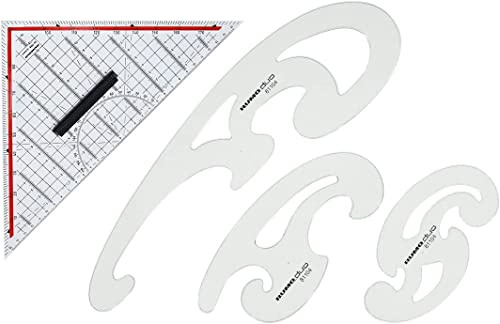 Rumold TZ- und Geometriedreieck 1158 im Set Burmester- Kurven Set 3-teilig, Kunststoff blaugrau getönt (Dreieck + Burmester Kurven)