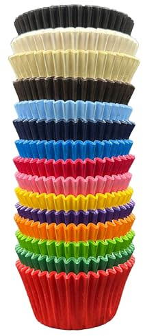 Scrumptious! - 180PC Cupcake Cases - Multicoloured - 65GSM 51mm x 38mm Greaseproof Paper Baking Cases - Great for All Occasions, Birthday and Anniversary Party Muffins, Cakes and Bakes