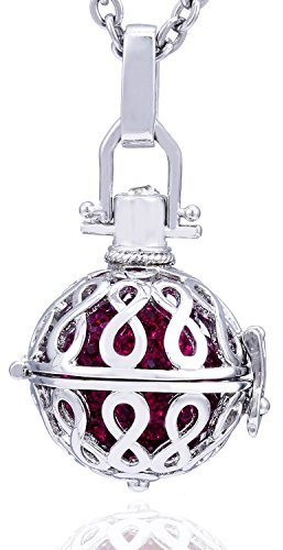 Morella Collar de Acero Inoxidable 70 cm con Colgante infinidad y Bola de resonancia de Color Lila Ø 16 mm para Damas en Bolsa para Joyas