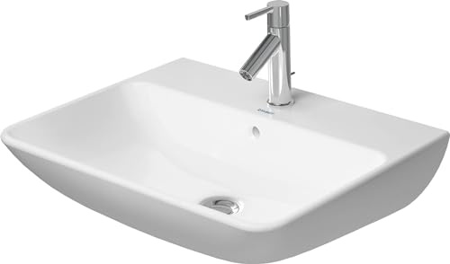 Duravit, 2335600000, ME by Starck 23-5/8 Rectangular Ceramic Wall Mounted Bathroom Sink with Overflow and Single Faucet Hole, White/Glazed Underside