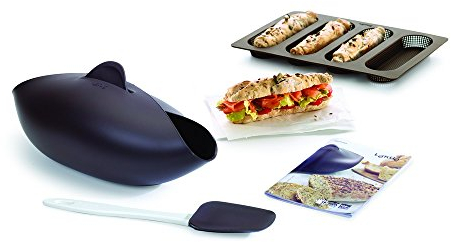 Lékué Kit para hacer pan, Baguettes + Panera + Cuchara silicona, Marrón, 30 x 25 x 15 cm