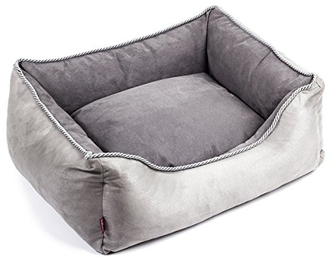 BOUTIQUE ZOO Premium Hundebett | Größe L: 87 x 76 x 20 cm | Bett für Hunde | Hundesofa, Hundekissen, Hundeliege | abwaschbar Hundekorb | Farbe: Grau