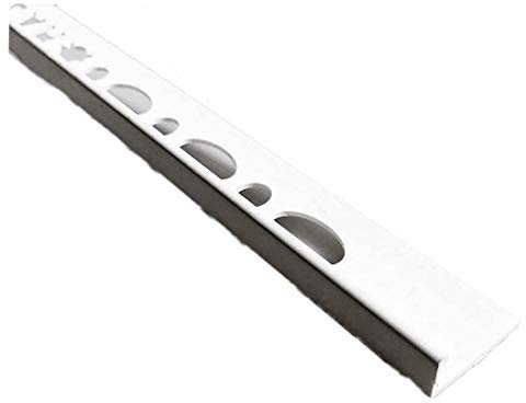 Tile Trim Square Straight Edge L-Shape 8mm-10mm 2.5M Plastic PVC Colors TMW Profiles (8 mm, White)