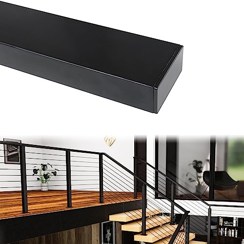 Muzata 6'6 Black Cable Railing Handrail Rectangular Stainless Steel Handrail for Cable Railing System Top Rail Deck Stair Indoor Outdoor Length Adjustable with Paper User Guide HT10 BP4