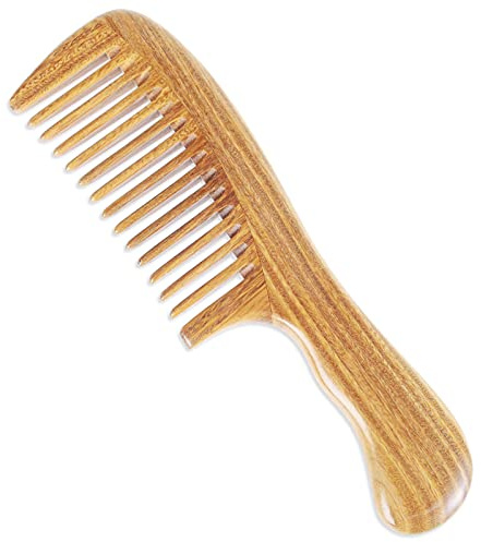 Onedor Peignes à cheveux en bois de santal vert 100% naturel - Antistatique - Parfum bois de santal naturel - Peigne démêlant pour cheveux (dents larges)