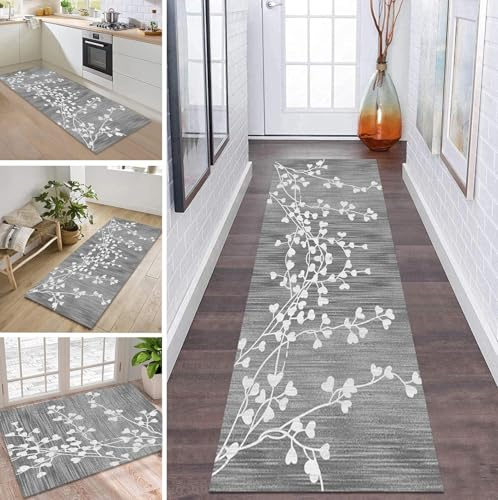 Läufer Teppich Flur Grau Korridor Modern rutschfest Designer, Küchenläufer TeppichLäufer Waschbar für Flur, Schlafzimmer, Wohnzimmer, Breite 60cm/ 70cm/ 80cm/ 90cm/ 100cm/ 110cm ( Size : 110x300cm )