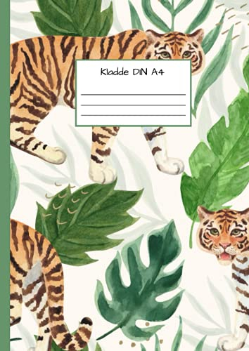 Kladde DIN A4: Notizbuch DIN A4 - Kladde kariert 5 mm - 110 Seiten - Notizheft, Tagebuch, Schreibbuch - Tropische Tigermuster