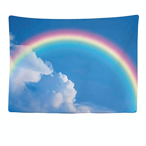 Ulticool – Tapisserie Murale Décorative Chambre - Arc en Ciel Clair Bleu Nuage - 200 x 150 cm Grand – Papier Peint Tissu – Tapestry Aesthetic Wall - Décoration Panoramique
