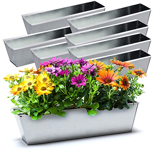 BigDean 8er Set Zink Paletten Blumenkästen - Einsatz 38cm groß Silber - aus Metall verzinkt - Zinkkasten Pflanzkasten Balkonkasten Blumentopf für Europaletten
