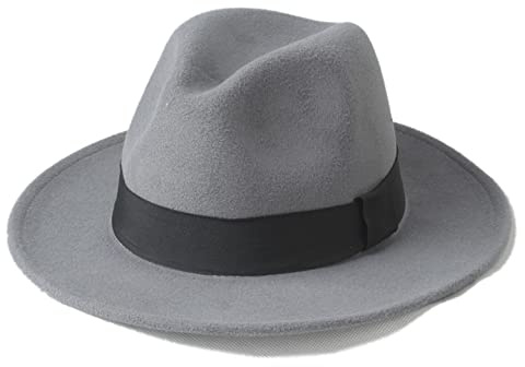 HHF Caps e Cappelli 1pcs 100% Uomini di Lana Feltro trialby Fedora Cappello for Gentleman Wide Brim Top cap, 2 Dimensioni di Grandi Dimensioni 56-58, Dimensione 59-61 cm