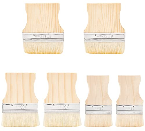 PH PandaHall 3 Größe Breit Flachpinsel, 6 stücke Holzgriff Weiche Pinsel Flache Künstler Malpinsel Aquarell Pinsel Künstlerpinsel Pinsel Zum Malen, Aquarell, Keramik, Keramikmalerei, Staubreinigung