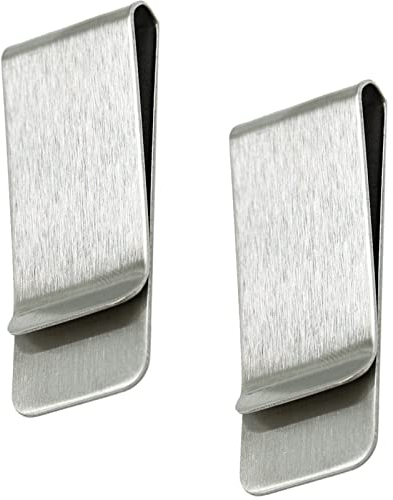 Geldklammern Set Edelstahl Geldscheinklammer Silber Geldclip Geld Klammer für Geldscheine Quittung Note Kreditkarte 52x20mm (2 Stück)