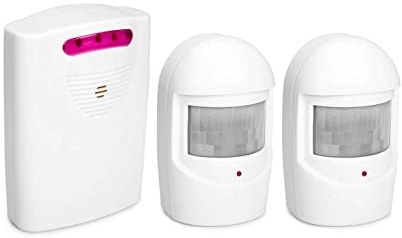 Daoco Détecteur De Mouvement,Alarme d'allée sans Fil multifonctionnelle IR capteur de Mouvement Alarme Sonnette 1 récepteur 2 émetteurs pour Une Utilisation en extérieur à la Maison