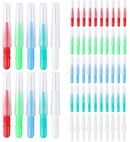 20 Piezas Cepillos Interdentales, Palillo de Dientes Cepillo Dientes Reutilizable Hilo Dental para Limpieza Dental Higiene Interdental (5 Colores)