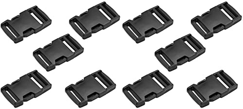 SolaDirect Side Release Buckles Clips for 15 mm / 0.59 inch Webbing Strap, Squeeze Fasteners, Black Delrin Plastic (Pack of 10)