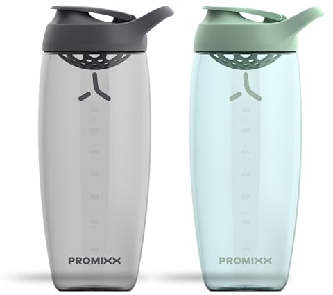 Promixx PURSUIT Protein Shaker Bottle 2-Pack – Premium Sports Shaker Bottles for Protein Mixes and Supplement Shakes – Graphite Gray, Seagrass Green, 950ml