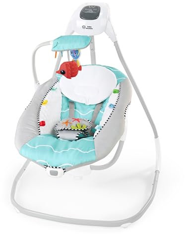 Baby Einstein Ocean Explorers, Altalena musicale compatta, vibrazione, multi-direzione, grigio, unisex, 0-9 mesi