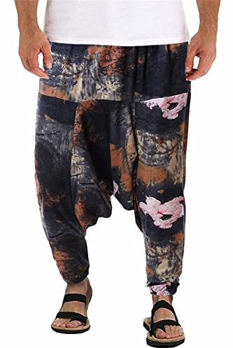 perdontoo Herr Harem Bekväm Elastisk Midja Casual Mode Yoga Hippies Byxor, Färg 8, S