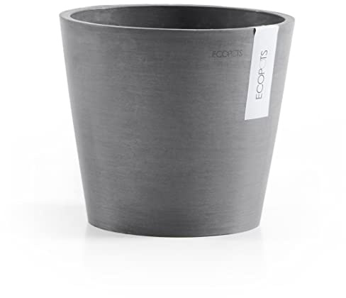 Ecopots Blumentopf Amsterdam Hell Grau - Durchmesser Ø 20 cm rund klein - Pflanzentopf aus Recycling Kunststoff - Übertopf modern für Indoor und Outdoor
