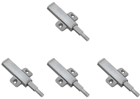 Schranktürpuffer aus Edelstahl und Kunststoff 4 Stück | Automatisches Schließen, Leiser Lauf, für Schubladen und Möbel, mit Montagematerial