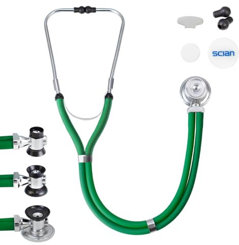 SCIAN Stethoscope Sprague Rappaport for Doctors, Nurses, School Students, and Home Use, Multi-fuctional Cardiology Stethoscope Dual Head with Adult, Pediatric, and Infant Convertible Bell (Green)