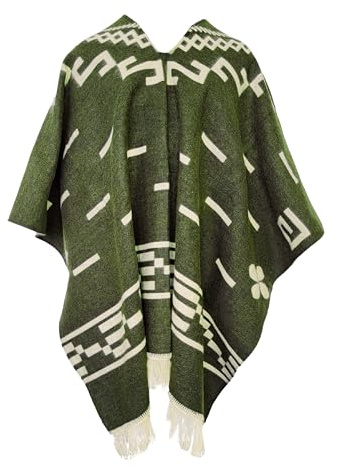 LATITUDE ZERO Clint Eastwood poncho | Alpaca Wool Poncho -Serape | poncho Warm & Soft | cowboy - Western - Dollars Trilogy Style, (Green)