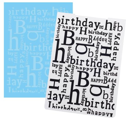 CRASPIRE Birthday Background Embossing Folder Word Vintage Plastic Vintage Template Stencils for Card Making Tool DIY Handmade Scrapbooking Paper Craft Album Stamps