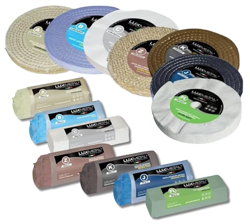 Lux Metal 7 Polierscheibe 200 mm 7 polierpaste 350 g set DIY kit Polierset Schleifpaste Metall, Aluminium, Bank Poliermaschine, Edelstahl, Messing, Kupfer Holz, Kunststoff, schleifmaschinen, messer