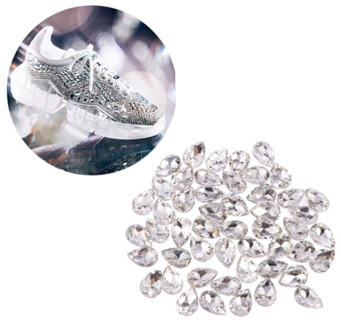 NUOBESTY 50 Stück Haarschmuck Glasbohrer Weiß Strasssteine